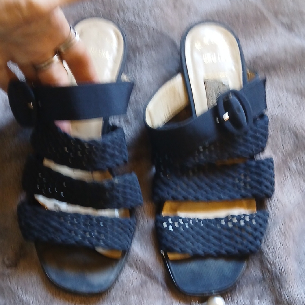 Magic Black Woven Strap Sandals